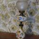 Painted ceramic lamp & lampshade glass lace