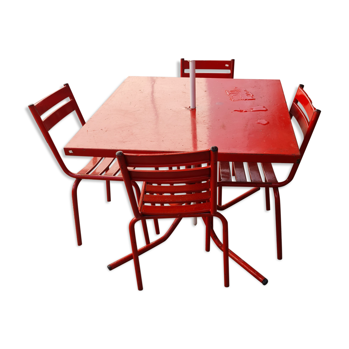 Living room garden terrace old metal tolix red