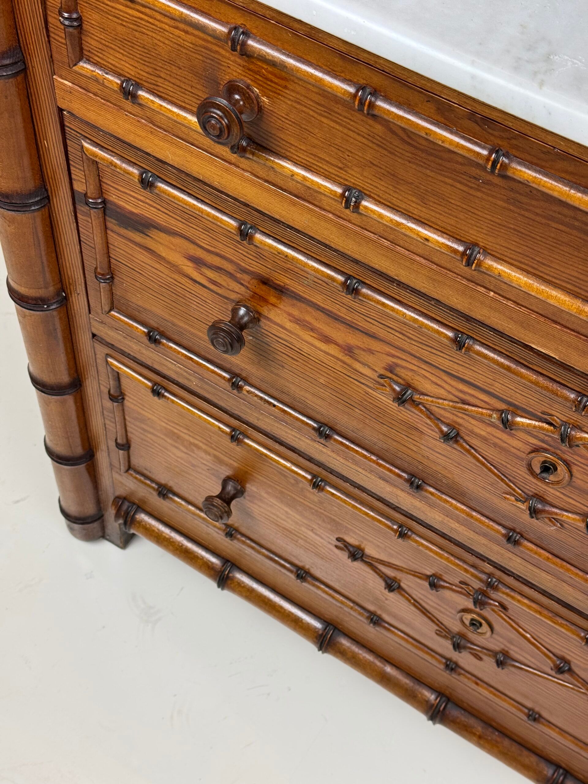 Faux bamboo chest of drawers 1900