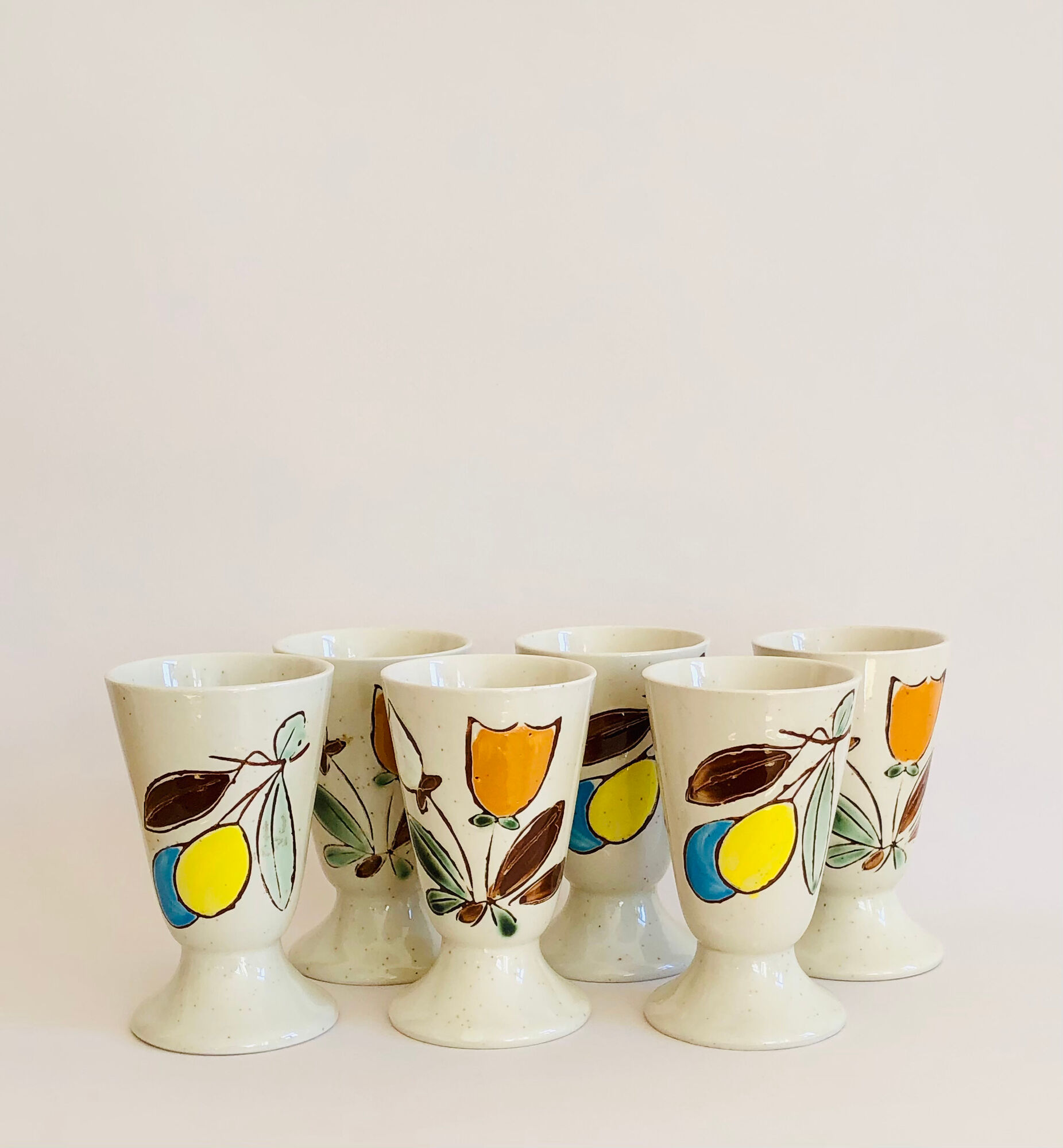 Set of 6 vintage Korean mazagrans in sandstone