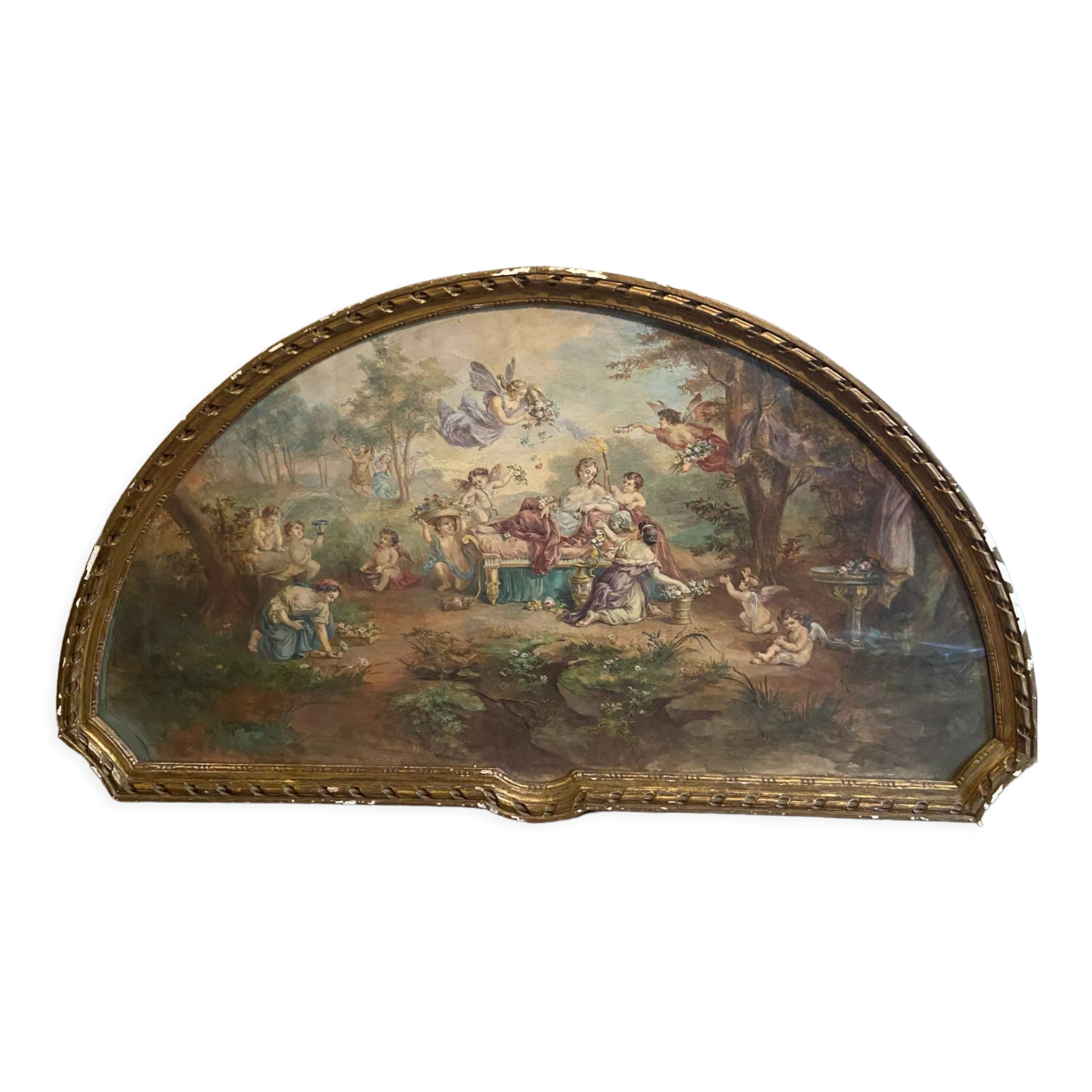 Watercolor painting XIXth Century antique decoration signed M.Censier