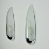 Pair of "epis" wall lights by idearte, smoked glass and silver metal, Spain, 1980