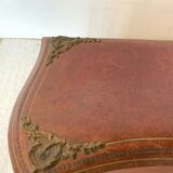 20th century leather jewelry and brass ornamentation box