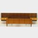 Vintage double bed with nightstands in teak, maple, brass & glass, 1960s