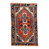 Tapis turc occidental vintage oriental 124x78 cm petit tapis tribal, rouge