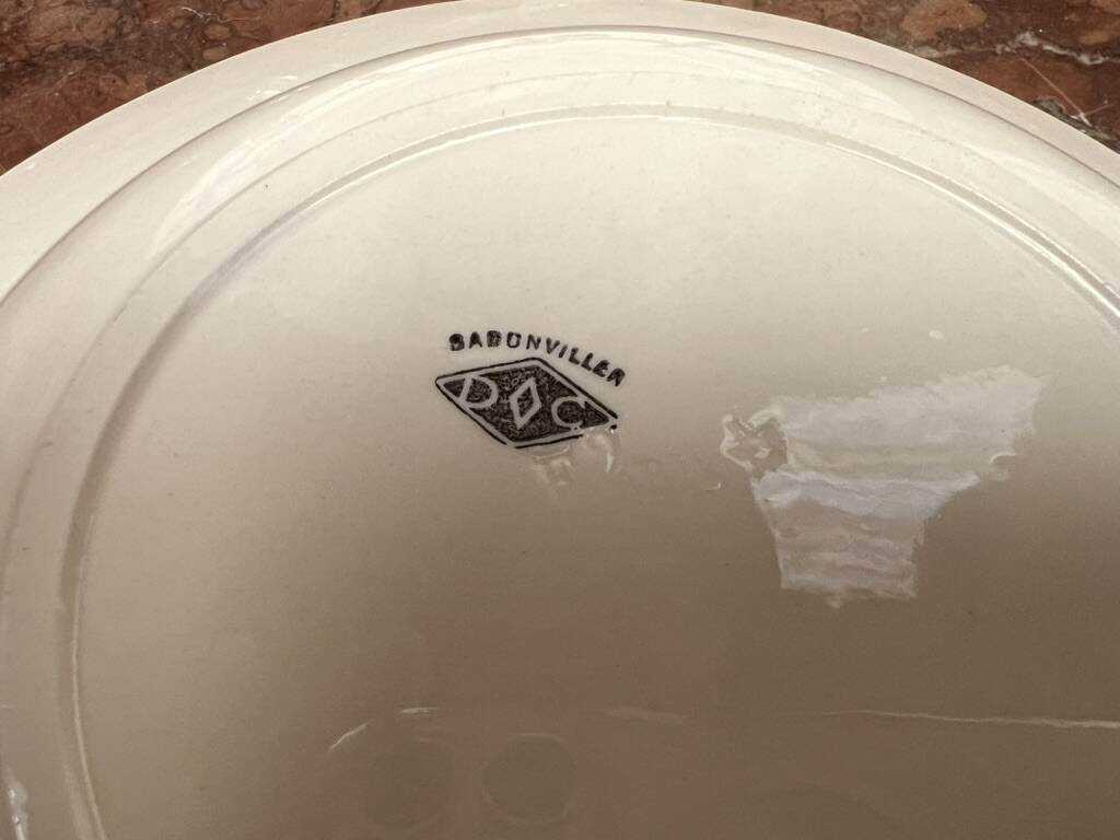 4 deep plates Badonviller Art Deco design in black and orange – 1930s