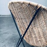 Mid-Century Modern Design Egg Basket Wicker Chairs, Italy, 1950s, Set of 3