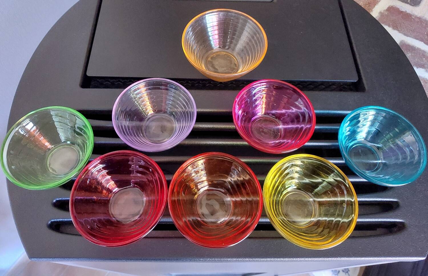 Old multicolored glass dish