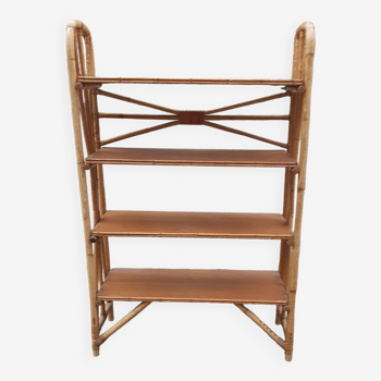 Rattan and bamboo shelf bookcase 1950