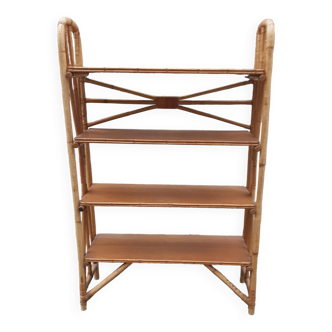 Rattan and bamboo shelf bookcase 1950