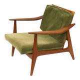 Vintage Scandinavian armchair with green corduroy upholstery from the 1970s