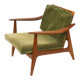 Fauteuil scandinave vintage avec revêtement en velours côtelé vert des années 1970