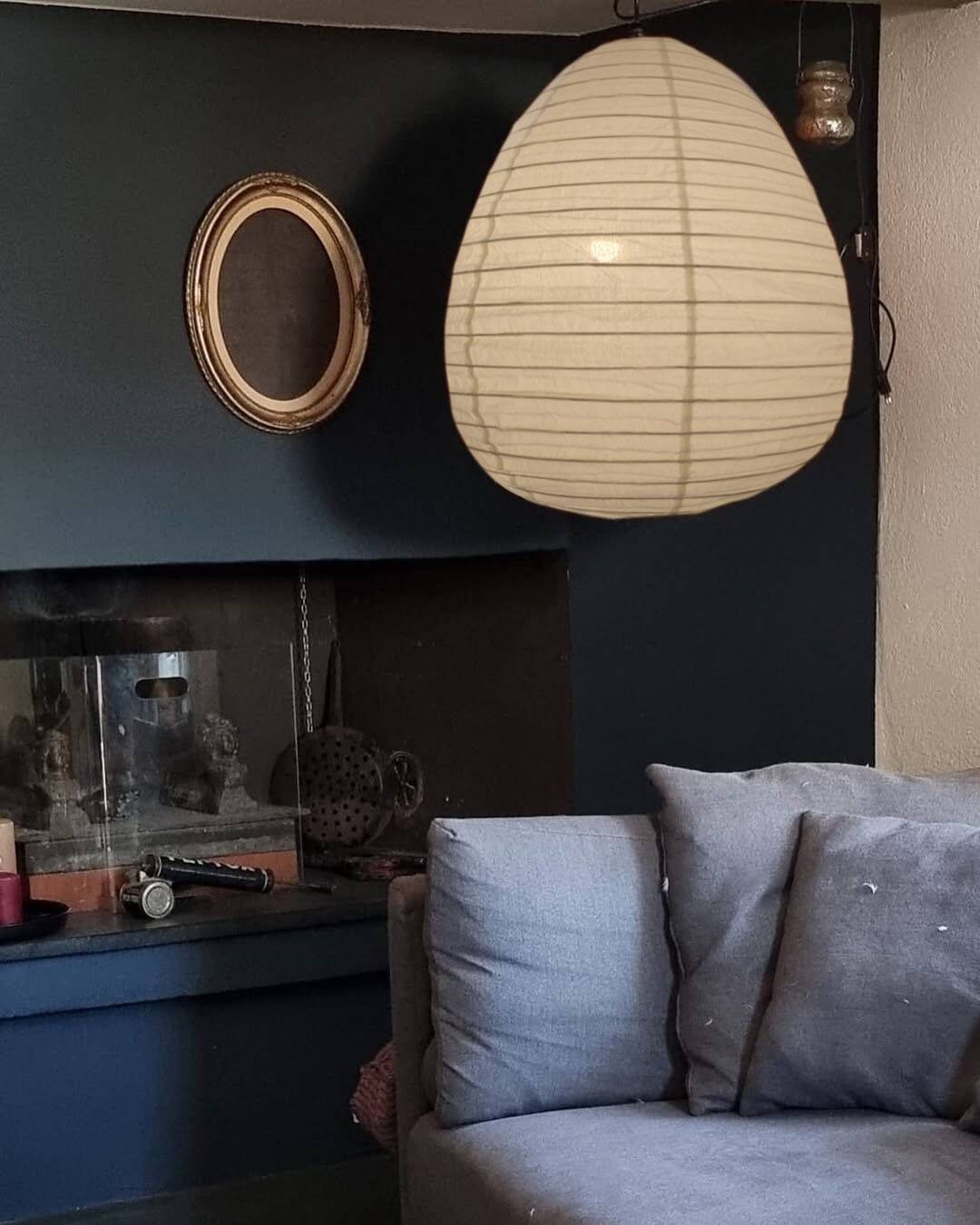 Fabric lampshade (linen) in the shape of a pear.