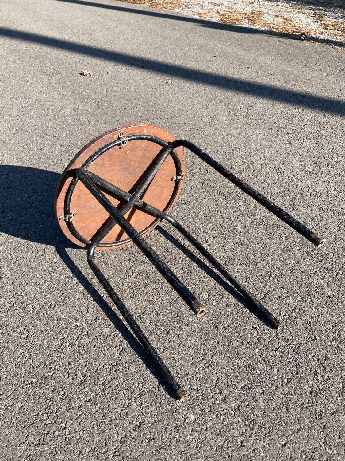 Wooden and metal workshop stool