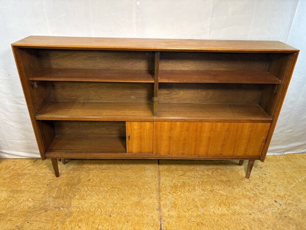 Bibliothèque vintage rétro en teck style milieu du siècle par Herbert E. Gibbs 1960 Slim •