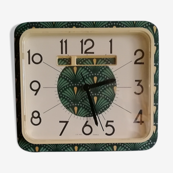 Vintage clock, "Golden Green" wall clock