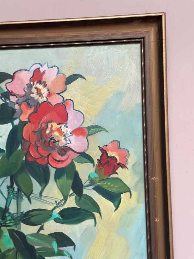 Swedish Oil on Panel – "Flower Motif in Pot” by G. Källbom