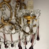 Large Crystal Beaded Murano Glass Sconces Set of 2,