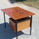 Desk of the 60s in mahogany base metal tubes 2 drawers