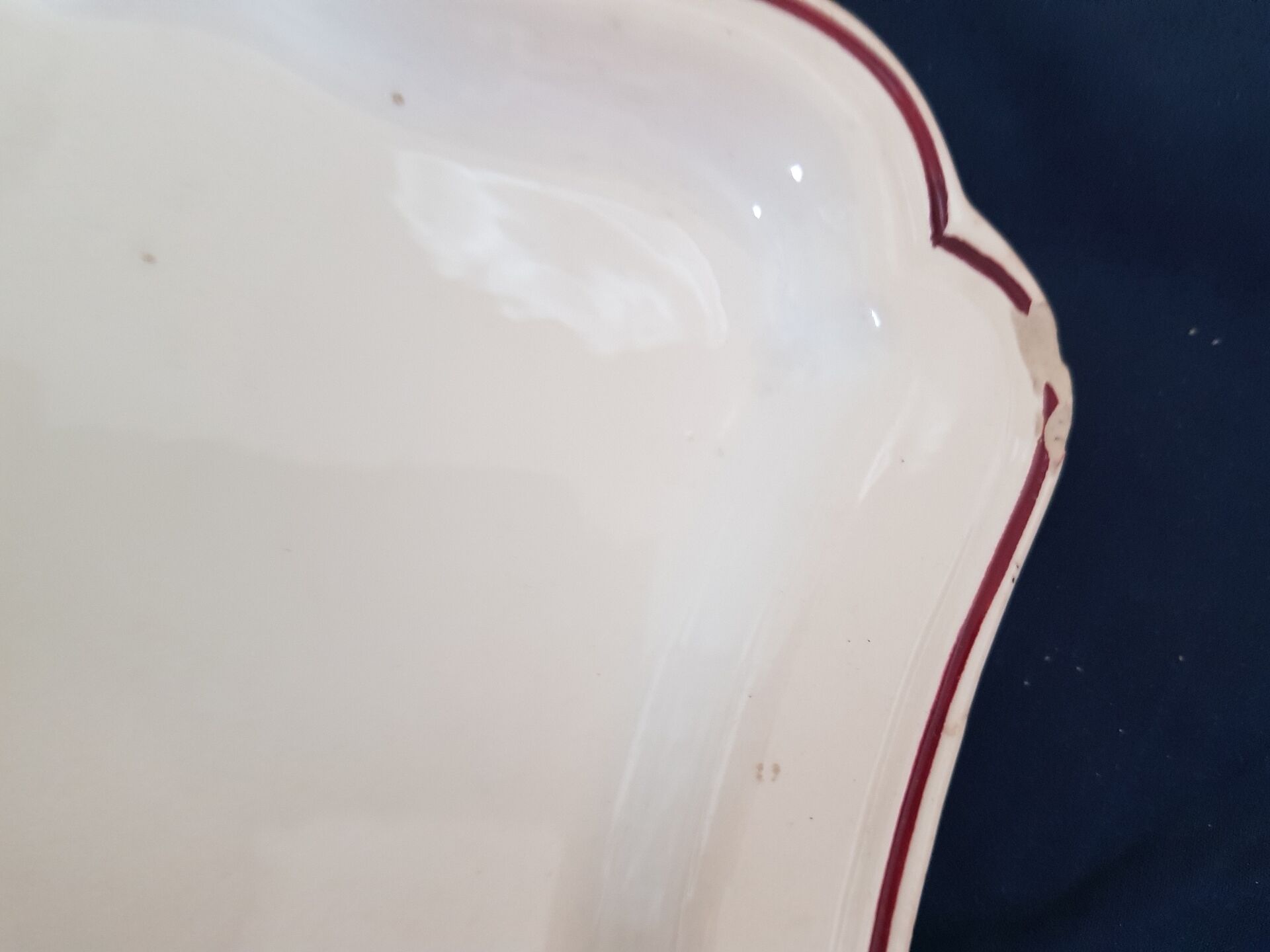 Large antique cake plate, Sarreguemines, Rustic