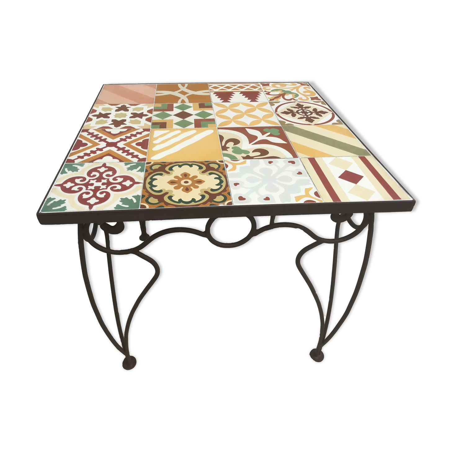 Wrought iron and wood table