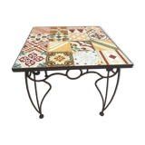 Wrought iron and wood table