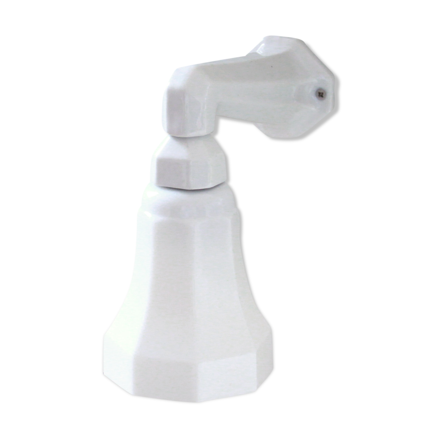 Applique murale col de cygne porcelaine céramique tulipe verre opaline blanche