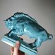 Bison Zsolnay in turquoise glazed earthenware, Hungary, 1940s-50s.