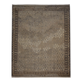 Brown & Khaki Geometric Kilim Rug, Handwoven Wool Carpet 302 x 239 cm