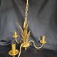 Hollywood Regency vintage gold palm chandelier 3 lights Hans Kögl style A666