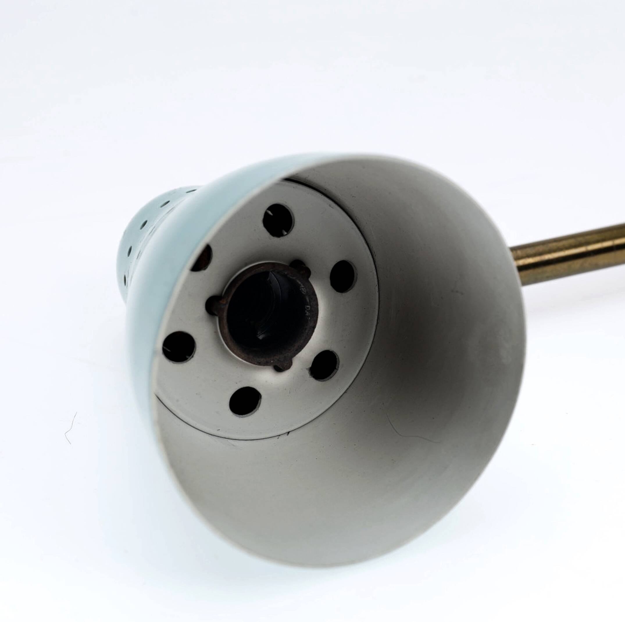 Boris Lacroix. Table lamp/wall light with adjustable arm, brass and lacquered metal.