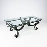 Table basse brutaliste en acier sculpté français, années 1960