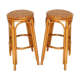 Paire de tabourets haut en rotin