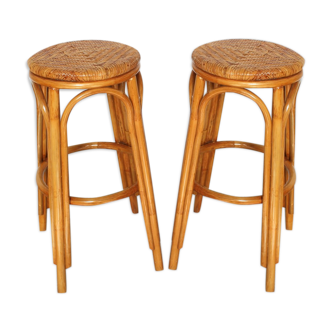 Pair of high rattan stools
