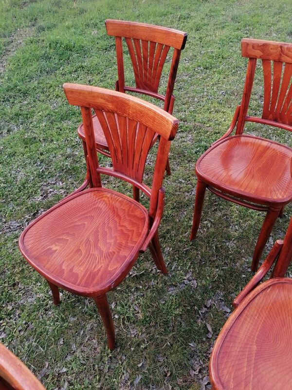 Lot de 6 chaises bistrot vintage en bois courbé