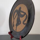 Glazed terracotta dish from Dauphiné signed AM Faure 1953