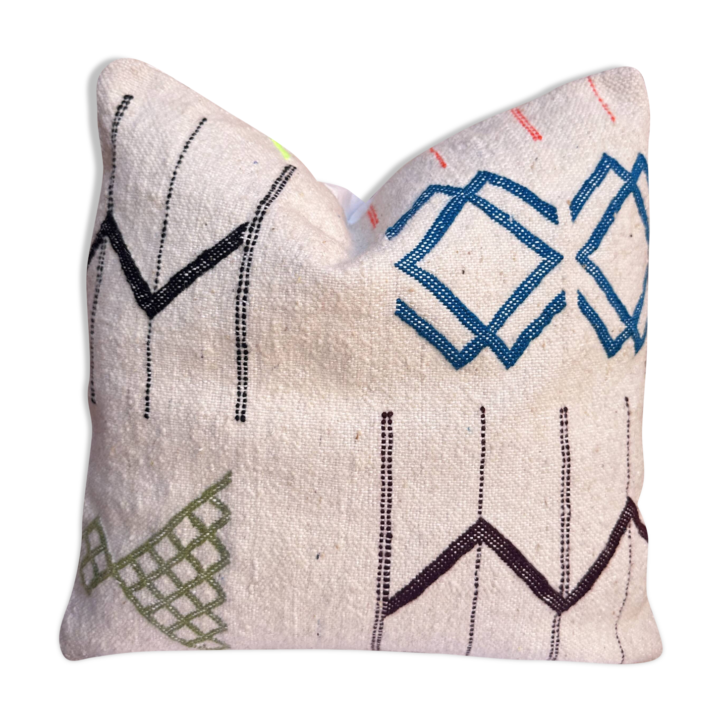 Handmade White Moroccan Cushion Cover (45 x 45 cm)