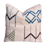 Housse de coussin marocaine blanche faite à la main (45 x 45 cm)
