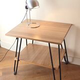 Side table in wood and steel in the style of Jacques Hitier, 1950s