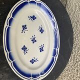 Plat de service fleurs bleues en faïence art déco