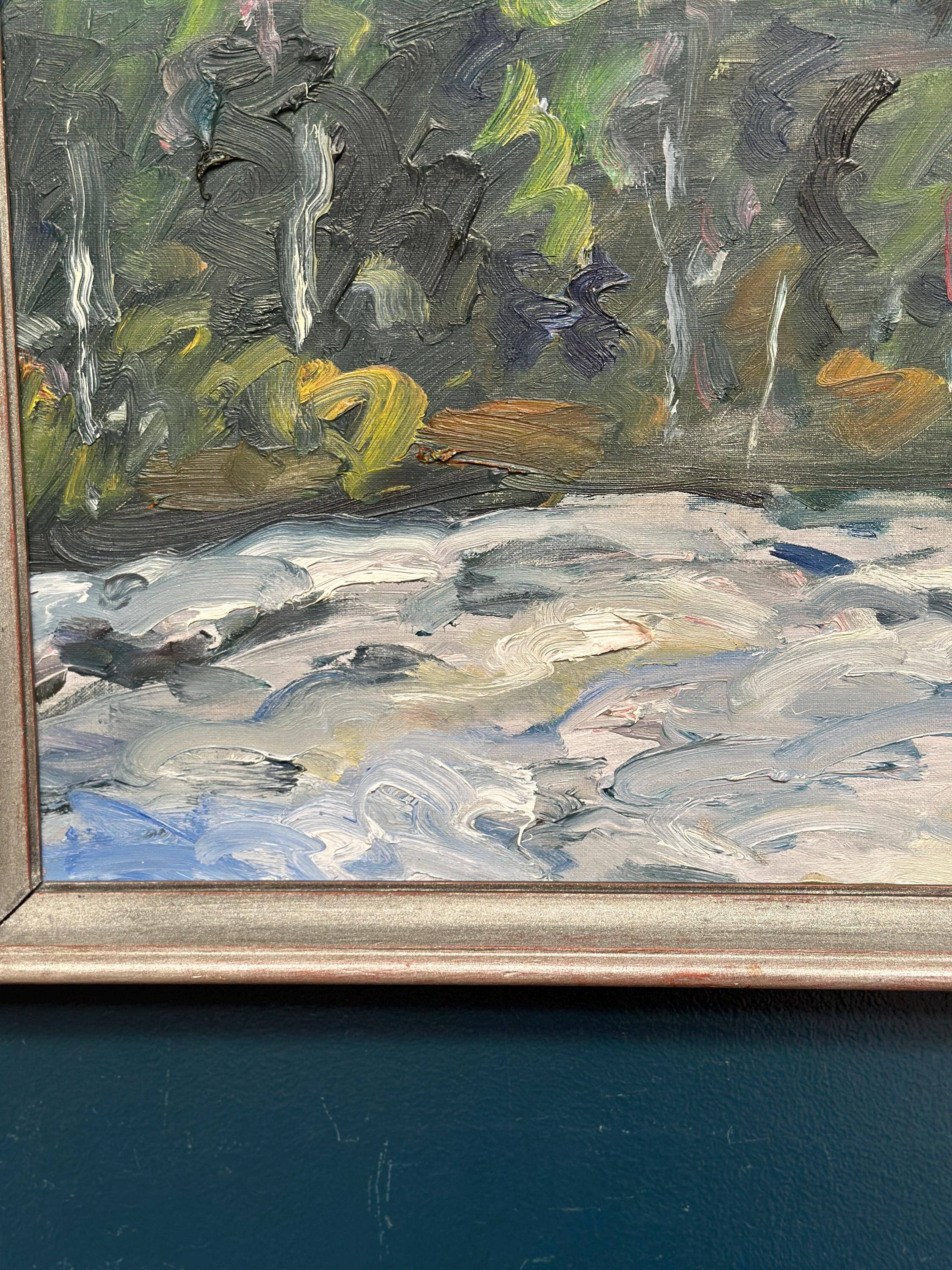 Huile sur toile originale suédoise – “Vinterlandskap” par Bertil Lindecrantz