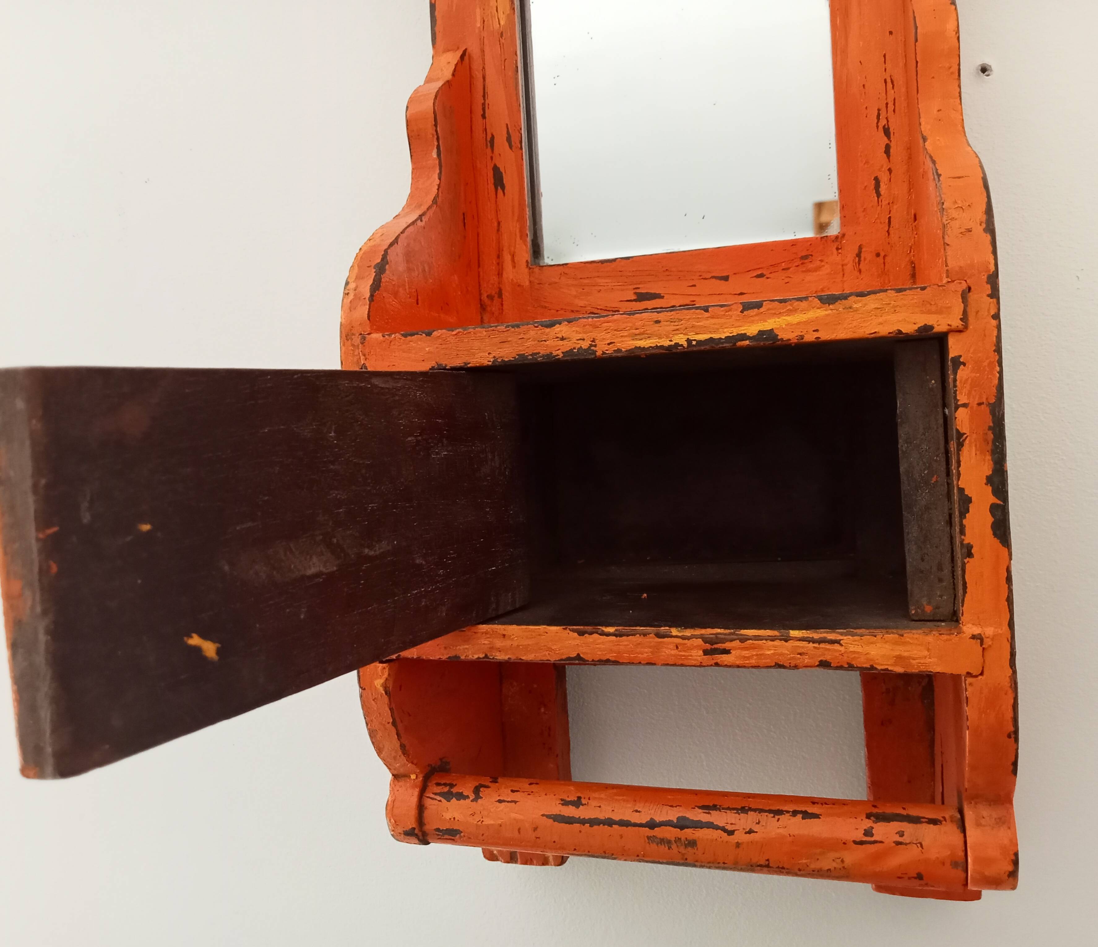 Vintage teak barber mirror 50s