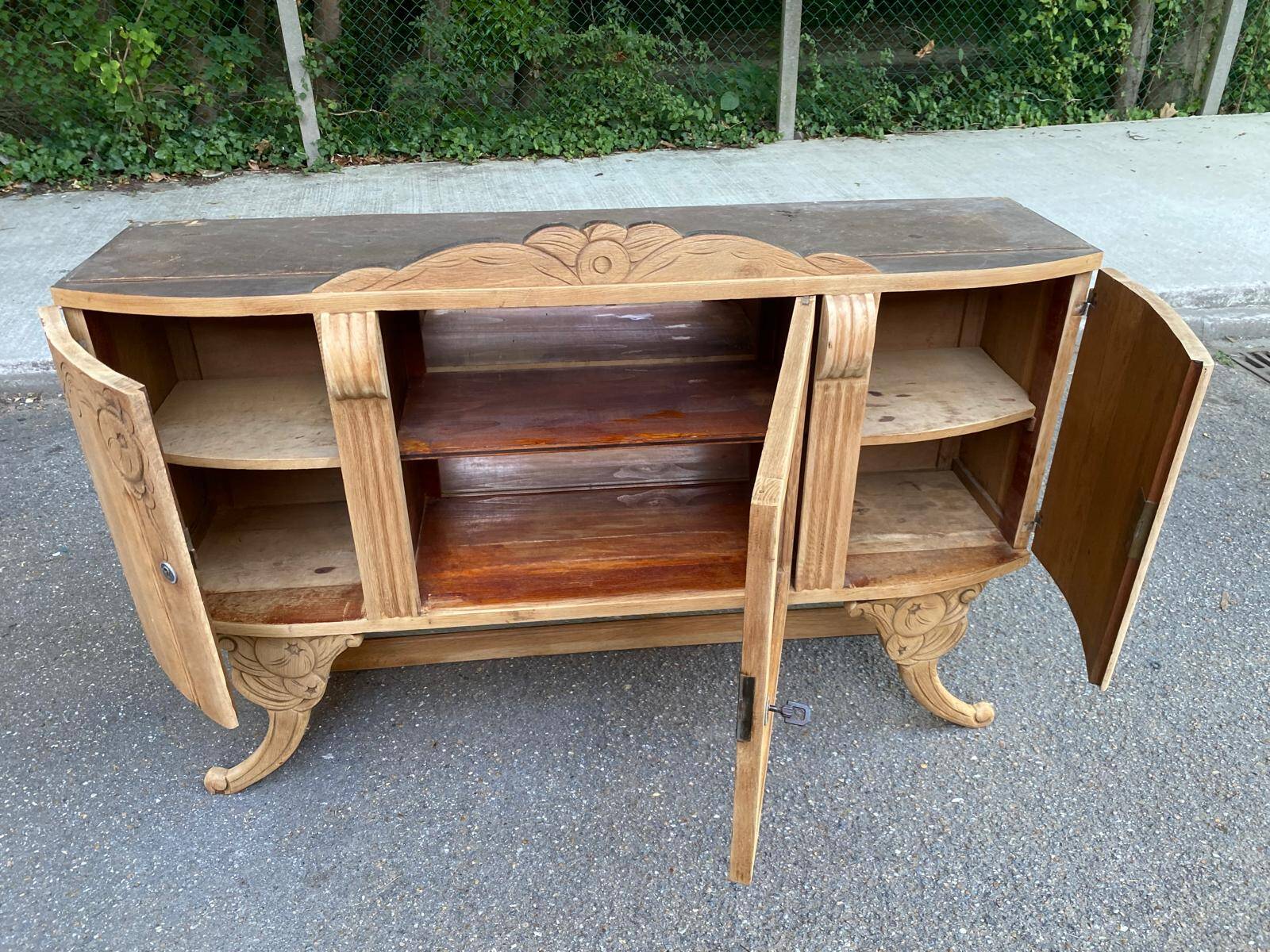 Vintage wooden display cabinet art deco 1940s