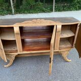 Vitrine vaisselier vintage en bois massif art déco 1940