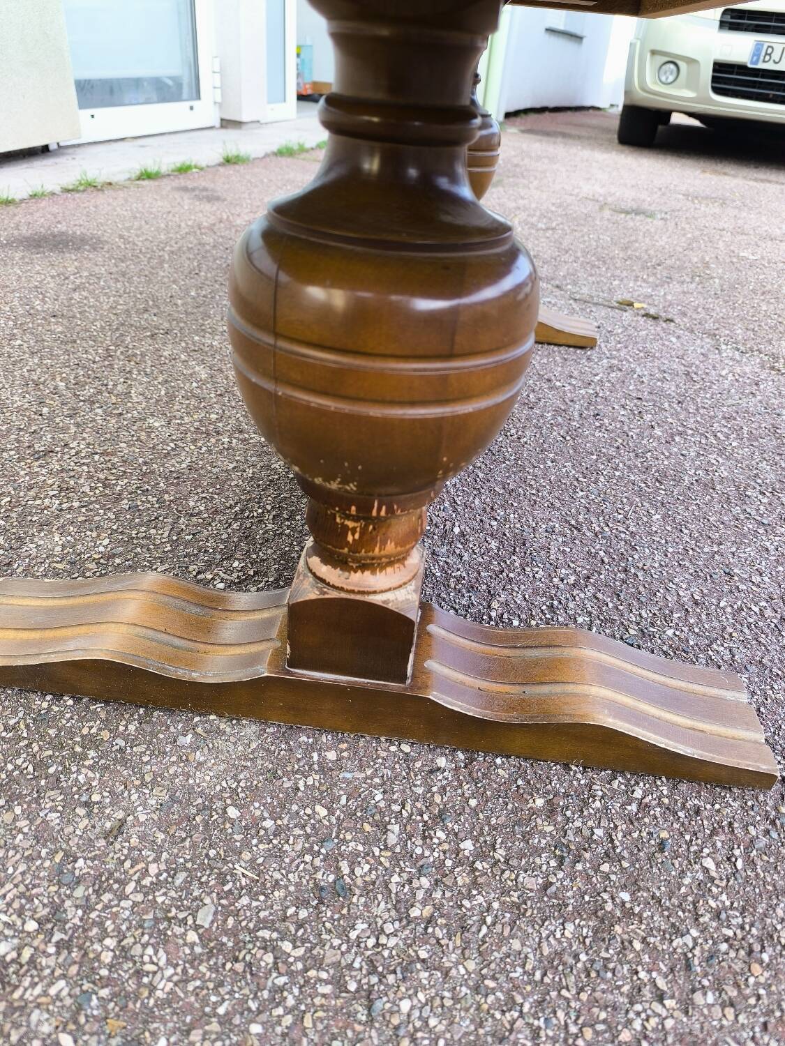 Wood and green marble coffee table