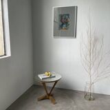 Art deco mirror pedestal table in walnut 1930