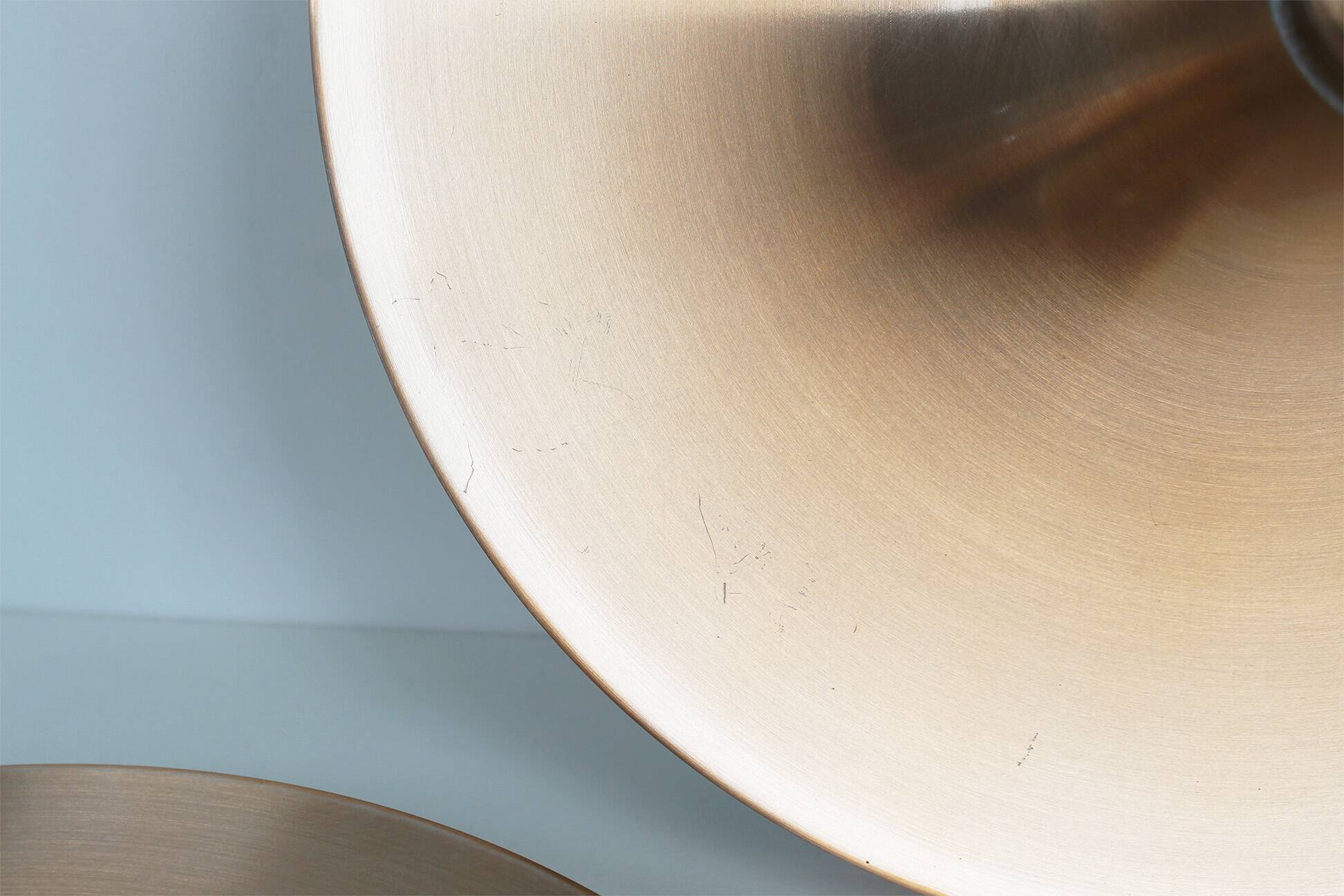 Pair of medium sized (35cm) rose gold Honsel Disc sconces selected by Charl