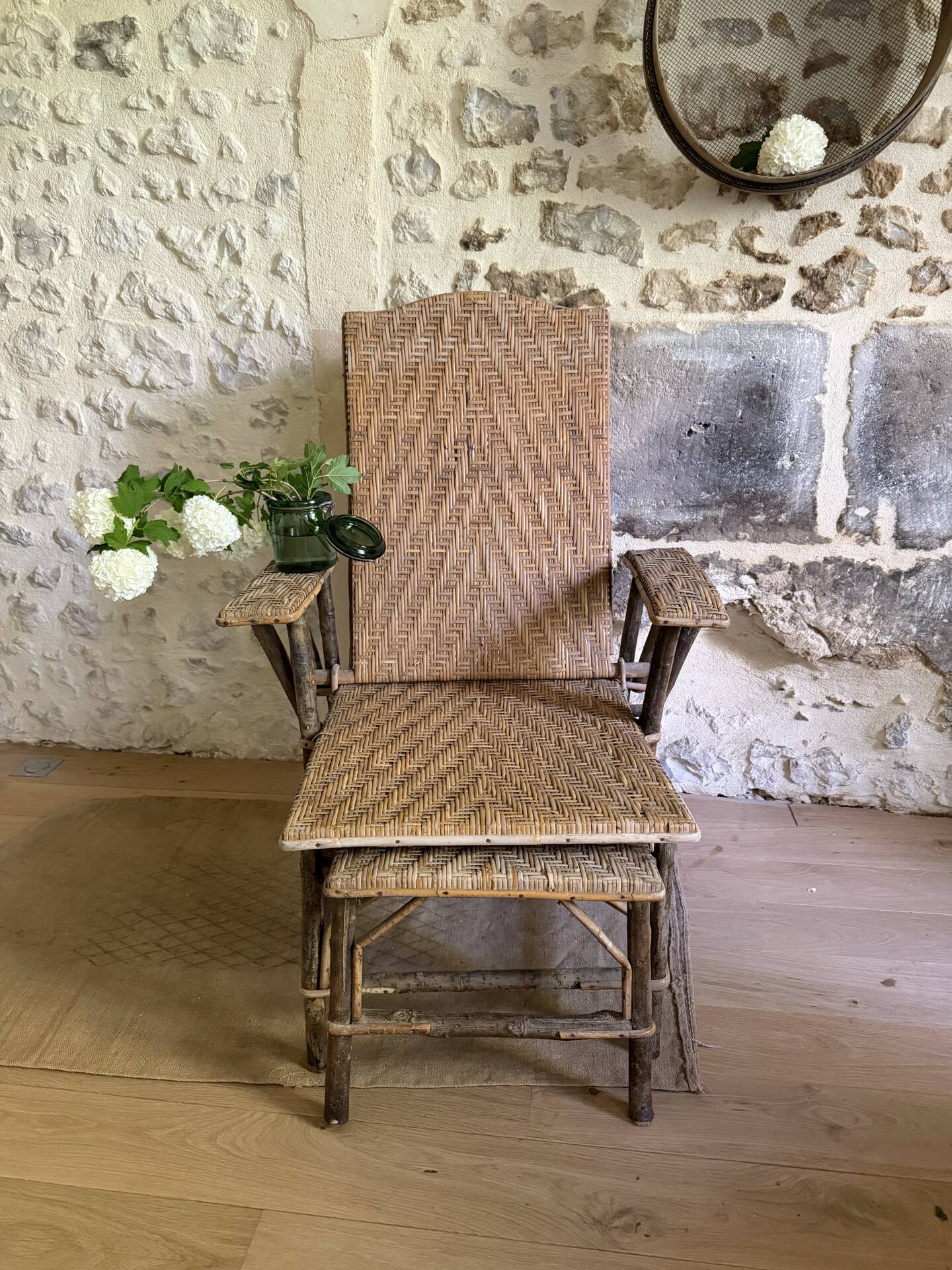 Chaise longue en rotin