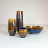 Mid-century modern set of 4 ceramic vases by Upsala-Ekeby "Fiamma" Sweden, 1960s.