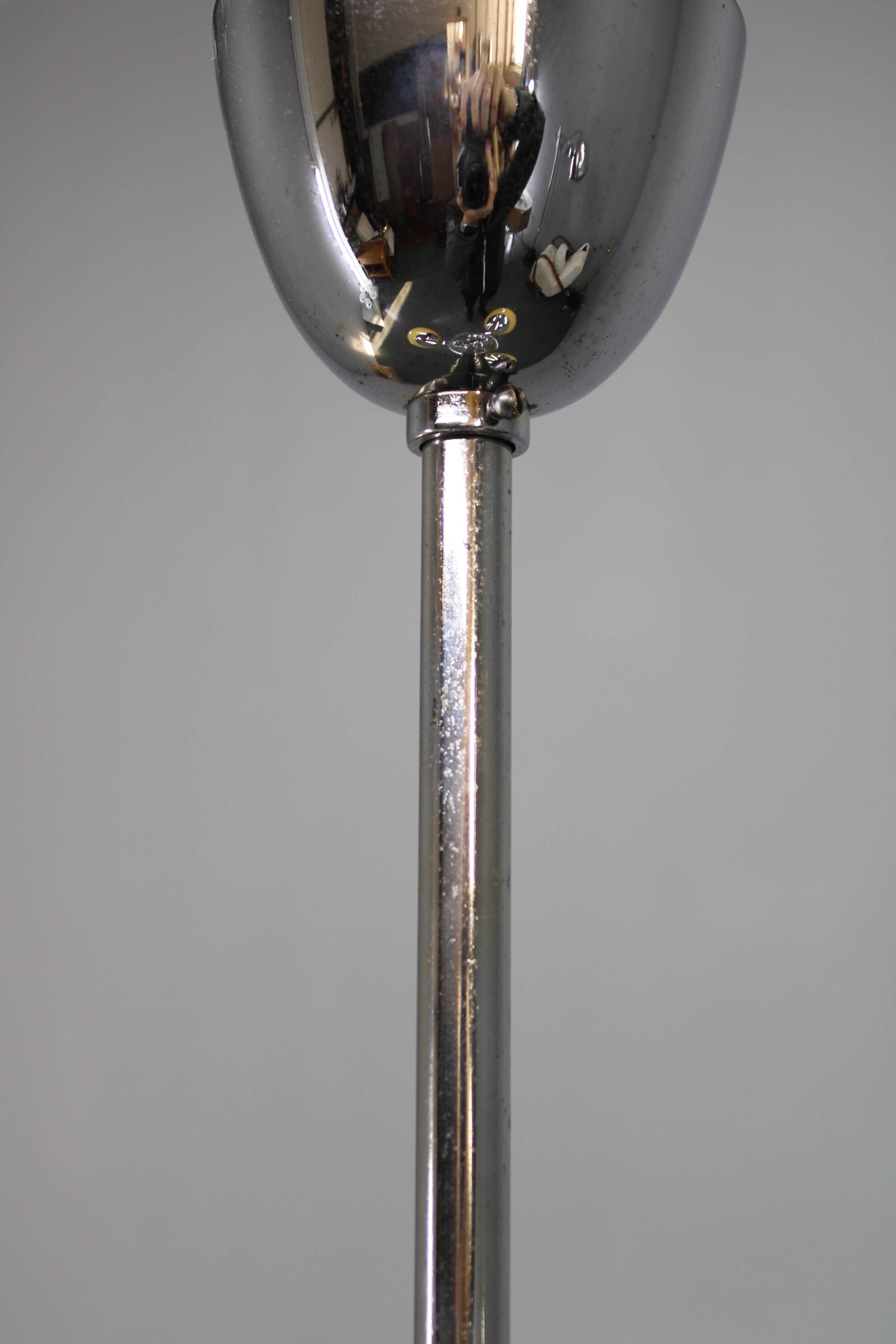 Chandelier en chrome et en verre champagne Art Déco, Tchécoslovaquie, années 1930